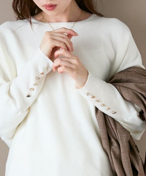 le.coeur blanc / ルクールブラン ニット・セーター | 《手洗い可能》ジュエリーボタンスリーブニット | 詳細5