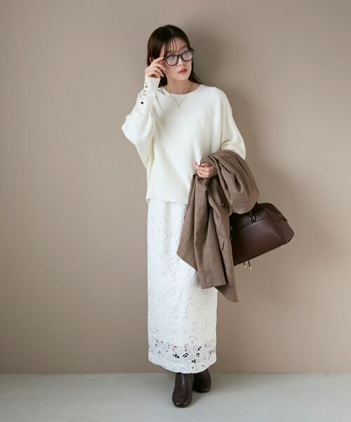 le.coeur blanc / ルクールブラン ニット・セーター | 《手洗い可能》ジュエリーボタンスリーブニット | 詳細7