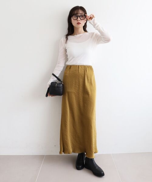 le.coeur blanc / ルクールブラン ロング・マキシ丈スカート | 《手洗い可能》マットサテンナロースカート | 詳細2
