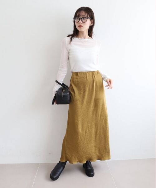 le.coeur blanc / ルクールブラン ロング・マキシ丈スカート | 《手洗い可能》マットサテンナロースカート | 詳細3