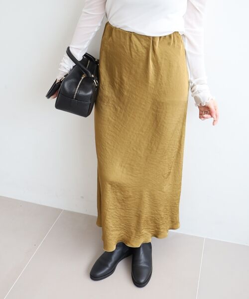 le.coeur blanc / ルクールブラン ロング・マキシ丈スカート | 《手洗い可能》マットサテンナロースカート | 詳細7