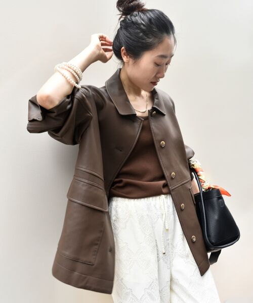 le.coeur blanc / ルクールブラン その他アウター | ステンカラー合皮ジャケット | 詳細18