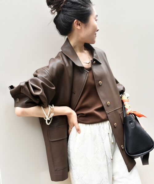 le.coeur blanc / ルクールブラン その他アウター | ステンカラー合皮ジャケット | 詳細19