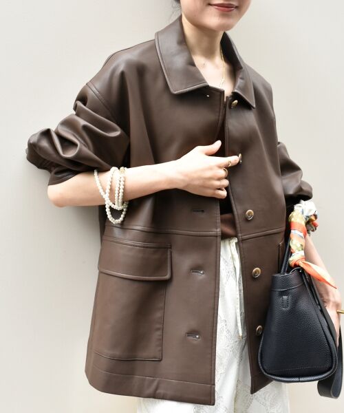 le.coeur blanc / ルクールブラン その他アウター | ステンカラー合皮ジャケット | 詳細20