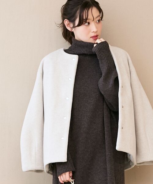 le.coeur blanc / ルクールブラン その他アウター | ノーカラーコクーンミドルコート | 詳細10
