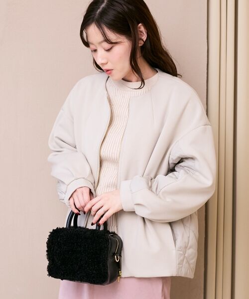 le.coeur blanc / ルクールブラン ブルゾン | ダンボール×キルトノーカラーコクーンブルゾン | 詳細3