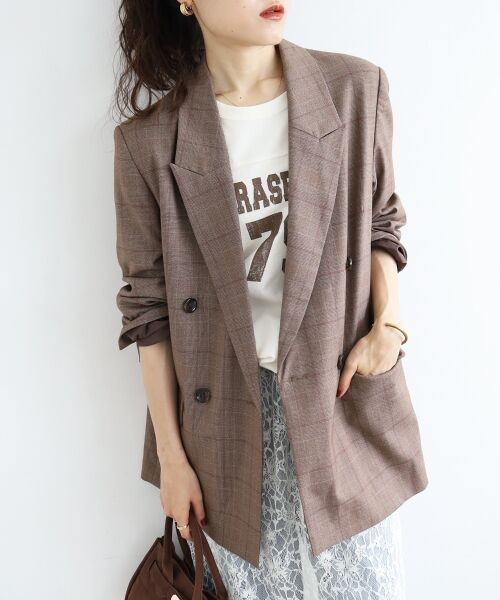 le.coeur blanc / ルクールブラン テーラードジャケット | グレンチェックダブルブレストジャケット | 詳細15