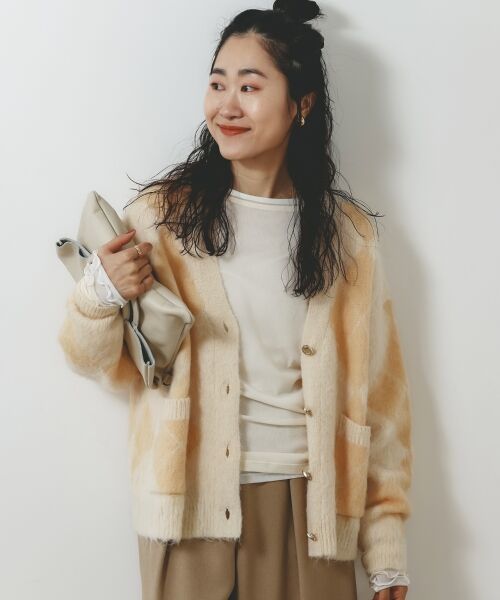 le.coeur blanc / ルクールブラン カーディガン・ボレロ | TORRAZZO DONNA別注アーガイルニットカーデ | 詳細11