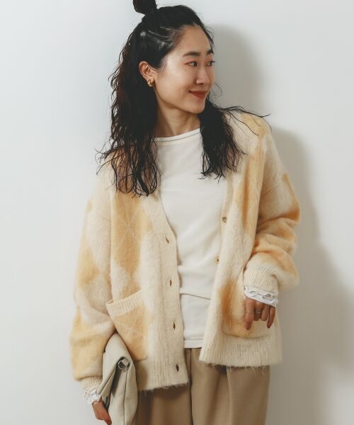 le.coeur blanc / ルクールブラン カーディガン・ボレロ | TORRAZZO DONNA別注アーガイルニットカーデ | 詳細12