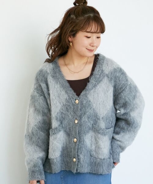 le.coeur blanc / ルクールブラン カーディガン・ボレロ | TORRAZZO DONNA別注アーガイルニットカーデ | 詳細18