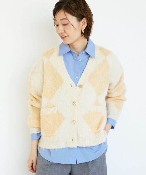 le.coeur blanc / ルクールブラン カーディガン・ボレロ | TORRAZZO DONNA別注アーガイルニットカーデ | 詳細2