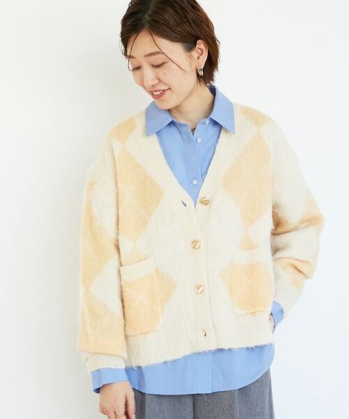 le.coeur blanc / ルクールブラン カーディガン・ボレロ | TORRAZZO DONNA別注アーガイルニットカーデ | 詳細3