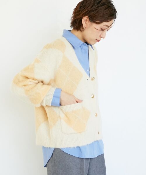 le.coeur blanc / ルクールブラン カーディガン・ボレロ | TORRAZZO DONNA別注アーガイルニットカーデ | 詳細4