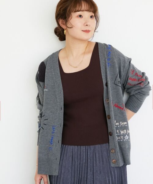 le.coeur blanc / ルクールブラン カーディガン・ボレロ | 《手洗い可能》TORRAZZO DONNA エンブロイダリーニットカーデ | 詳細20