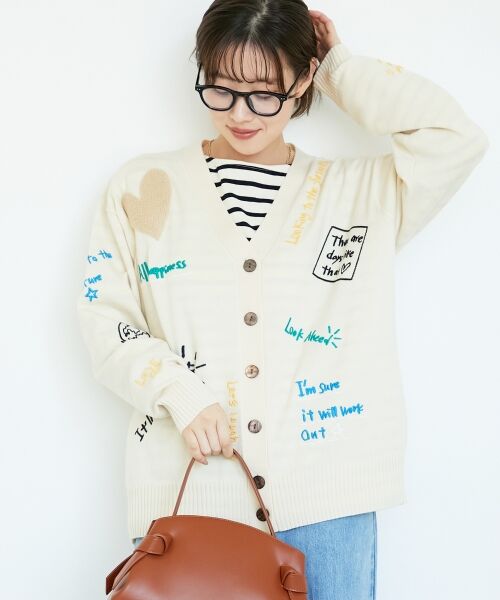 le.coeur blanc / ルクールブラン カーディガン・ボレロ | 《手洗い可能》TORRAZZO DONNA エンブロイダリーニットカーデ | 詳細5