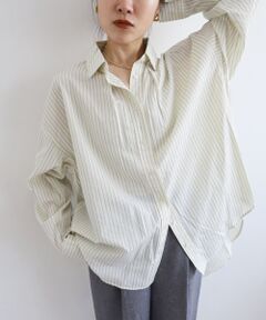 le.coeur blanc / ルクールブラン シャツ・ブラウス | 《WEB限定アイテム》バックギャザーストライプオーバーシャツ