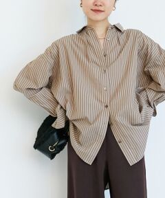 le.coeur blanc / ルクールブラン シャツ・ブラウス | 《WEB限定アイテム》バックギャザーストライプオーバーシャツ