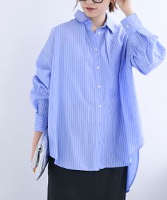 le.coeur blanc / ルクールブラン シャツ・ブラウス | 《WEB限定アイテム》バックギャザーストライプオーバーシャツ