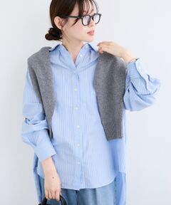 le.coeur blanc / ルクールブラン シャツ・ブラウス | 《WEB限定アイテム》バックギャザーストライプオーバーシャツ