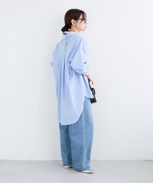 le.coeur blanc / ルクールブラン シャツ・ブラウス | 《WEB限定アイテム》バックギャザーストライプオーバーシャツ | 詳細11