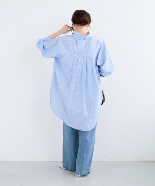 le.coeur blanc / ルクールブラン シャツ・ブラウス | 《WEB限定アイテム》バックギャザーストライプオーバーシャツ | 詳細12