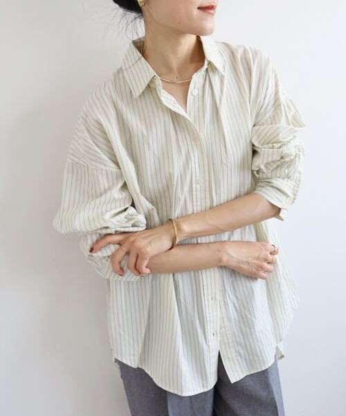 le.coeur blanc / ルクールブラン シャツ・ブラウス | 《WEB限定アイテム》バックギャザーストライプオーバーシャツ | 詳細14