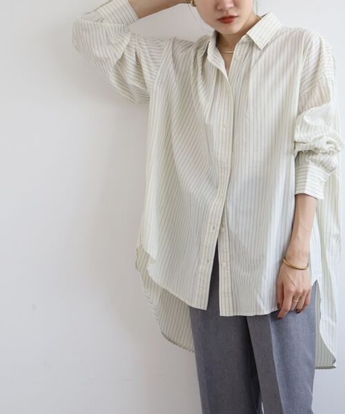 le.coeur blanc / ルクールブラン シャツ・ブラウス | 《WEB限定アイテム》バックギャザーストライプオーバーシャツ | 詳細16