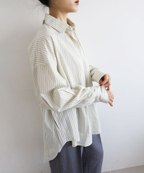 le.coeur blanc / ルクールブラン シャツ・ブラウス | 《WEB限定アイテム》バックギャザーストライプオーバーシャツ | 詳細17