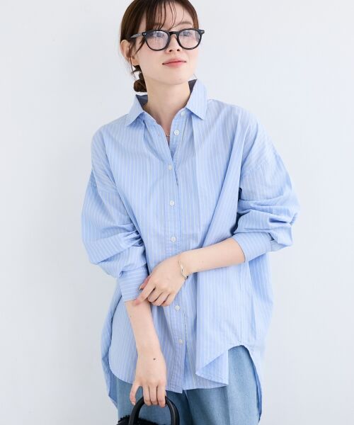 le.coeur blanc / ルクールブラン シャツ・ブラウス | 《WEB限定アイテム》バックギャザーストライプオーバーシャツ | 詳細2