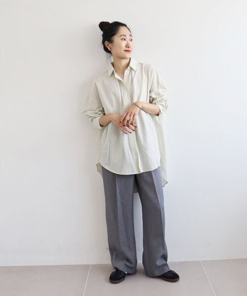 le.coeur blanc / ルクールブラン シャツ・ブラウス | 《WEB限定アイテム》バックギャザーストライプオーバーシャツ | 詳細21