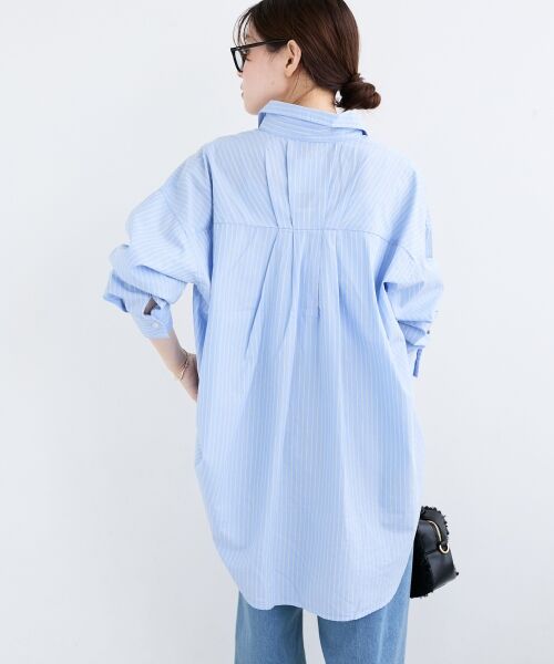 le.coeur blanc / ルクールブラン シャツ・ブラウス | 《WEB限定アイテム》バックギャザーストライプオーバーシャツ | 詳細4