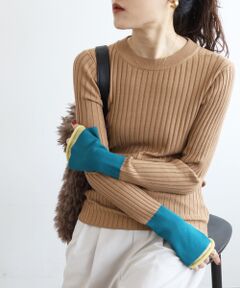 le.coeur blanc / ルクールブラン ニット・セーター | 《WEB限定アイテム》レイヤードカフス配色リブニット