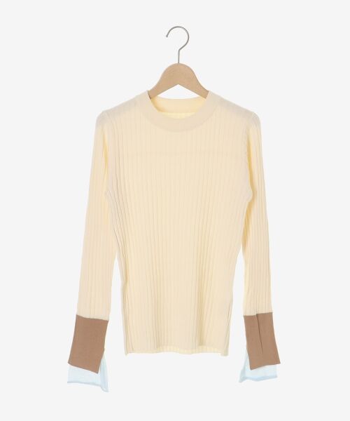 le.coeur blanc / ルクールブラン ニット・セーター | 《WEB限定アイテム》レイヤードカフス配色リブニット | 詳細1
