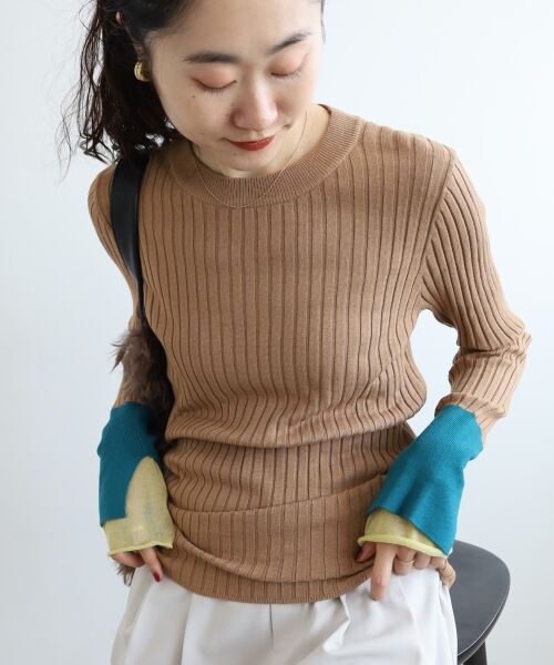 le.coeur blanc / ルクールブラン ニット・セーター | 《WEB限定アイテム》レイヤードカフス配色リブニット | 詳細16