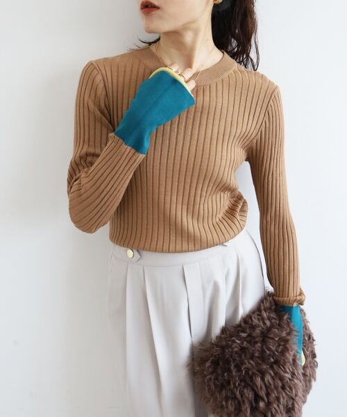 le.coeur blanc / ルクールブラン ニット・セーター | 《WEB限定アイテム》レイヤードカフス配色リブニット | 詳細18