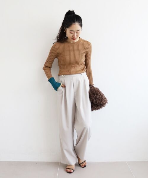 le.coeur blanc / ルクールブラン ニット・セーター | 《WEB限定アイテム》レイヤードカフス配色リブニット | 詳細24
