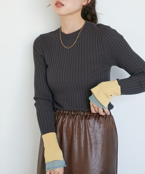 le.coeur blanc / ルクールブラン ニット・セーター | 《WEB限定アイテム》レイヤードカフス配色リブニット | 詳細28