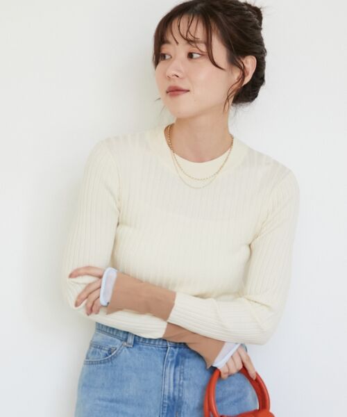 le.coeur blanc / ルクールブラン ニット・セーター | 《WEB限定アイテム》レイヤードカフス配色リブニット | 詳細3