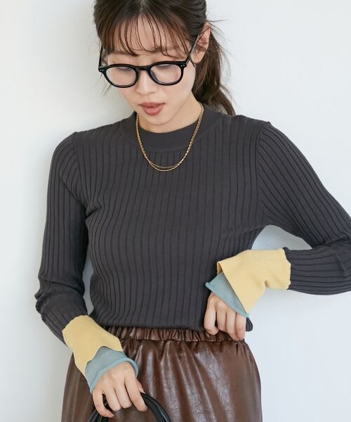 le.coeur blanc / ルクールブラン ニット・セーター | 《WEB限定アイテム》レイヤードカフス配色リブニット | 詳細30