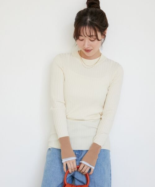 le.coeur blanc / ルクールブラン ニット・セーター | 《WEB限定アイテム》レイヤードカフス配色リブニット | 詳細8