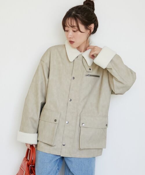 le. coeur blanc/ルクールブラン 《WEB限定アイテム》ヴィンテージライクボアカラーブルゾン ベージュ 38 le. coeur blanc/ルクールブラン 《WEB限定アイテム》ヴィンテージライクボアカラーブルゾン ベージュ 38