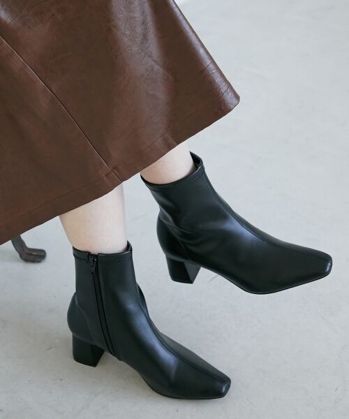 le.coeur blanc / ルクールブラン ブーツ（ショート丈） | 《WEB限定アイテム》スクエアトゥ裏起毛ストレッチブーツ | 詳細12