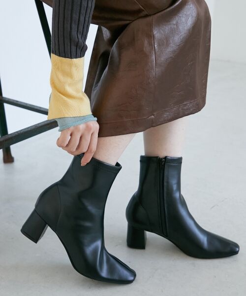 le.coeur blanc / ルクールブラン ブーツ（ショート丈） | 《WEB限定アイテム》スクエアトゥ裏起毛ストレッチブーツ | 詳細13