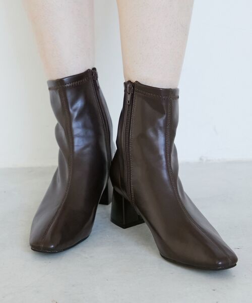 le.coeur blanc / ルクールブラン ブーツ（ショート丈） | 《WEB限定アイテム》スクエアトゥ裏起毛ストレッチブーツ | 詳細17