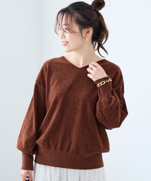 le.coeur blanc / ルクールブラン ニット・セーター | モールヤーンVネックプルオーバー | 詳細2