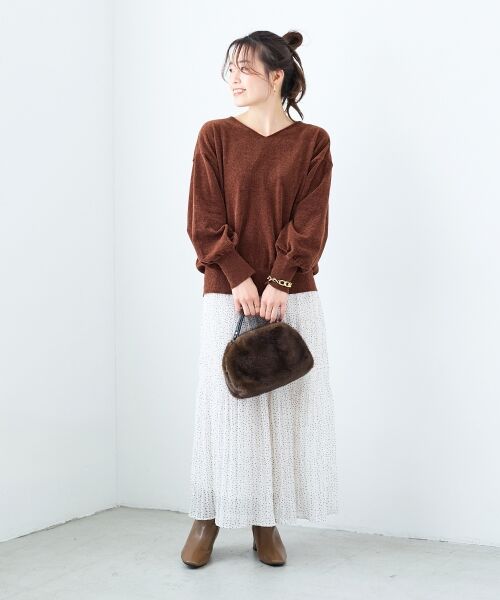 le.coeur blanc / ルクールブラン ニット・セーター | モールヤーンVネックプルオーバー | 詳細6