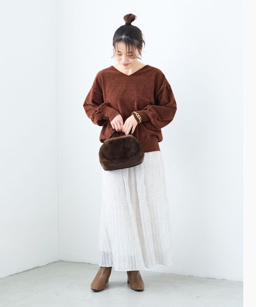 le.coeur blanc / ルクールブラン ニット・セーター | モールヤーンVネックプルオーバー | 詳細8
