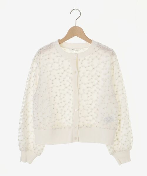 le.coeur blanc / ルクールブラン カーディガン・ボレロ | フラワーレース刺繍ニットカーディガン | 詳細1