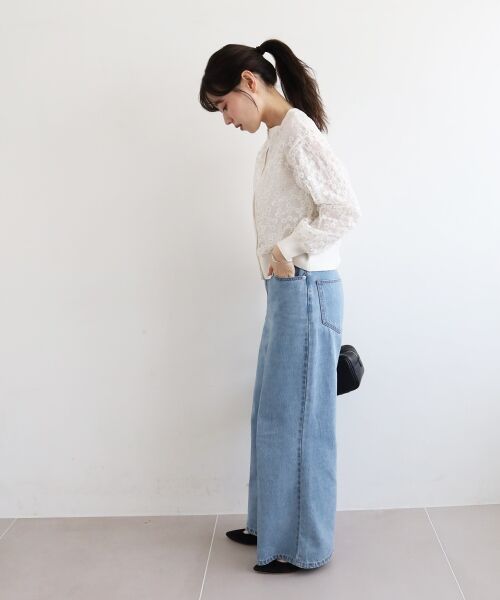 le.coeur blanc / ルクールブラン カーディガン・ボレロ | フラワーレース刺繍ニットカーディガン | 詳細10