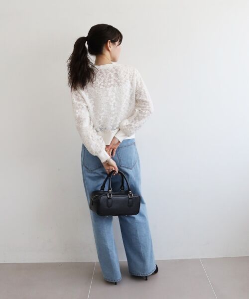 le.coeur blanc / ルクールブラン カーディガン・ボレロ | フラワーレース刺繍ニットカーディガン | 詳細11